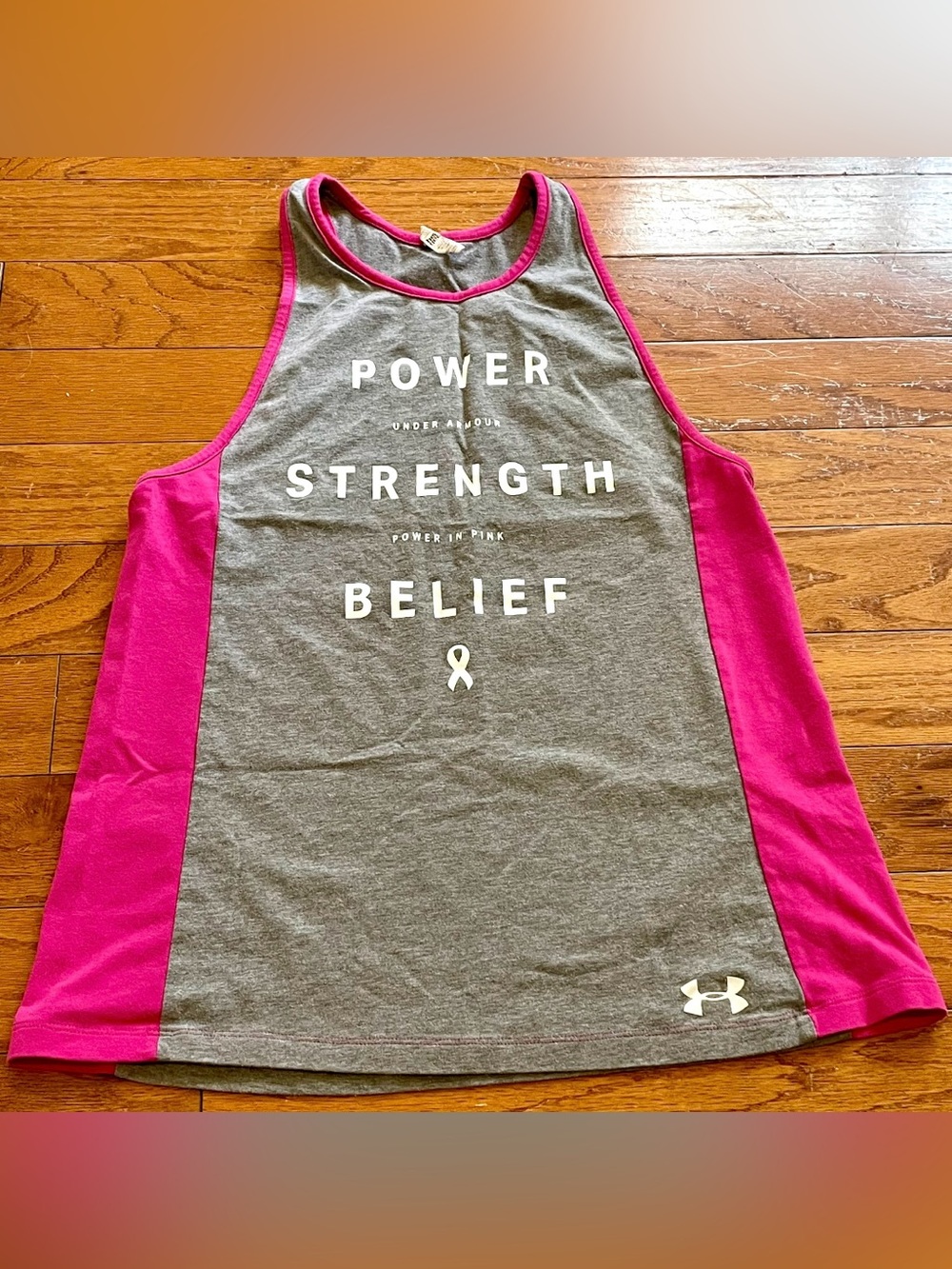 Under Armour Power in Pink (breast cancer awareness) tank top. Size small.